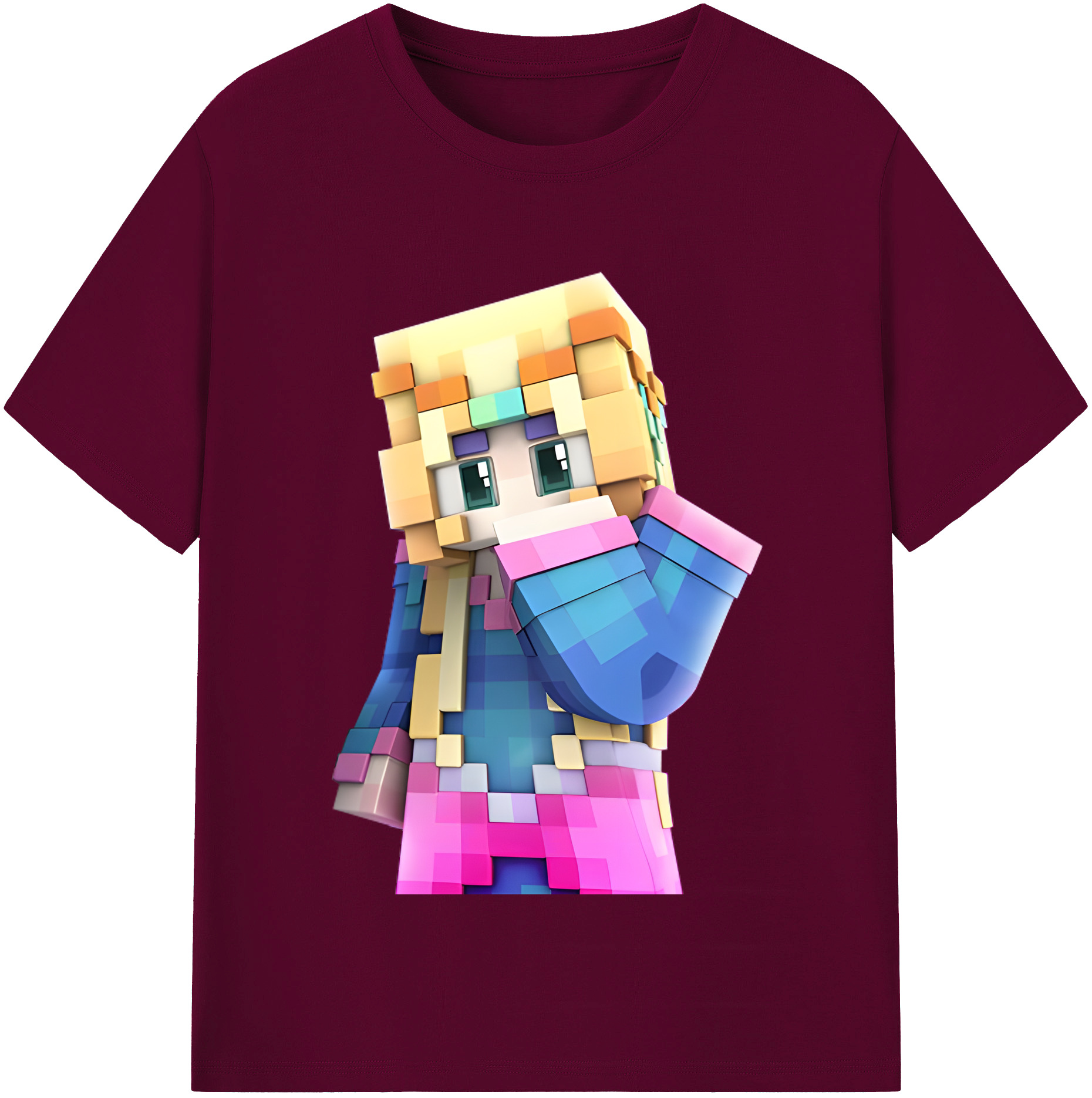 （画像用） マインクラフト ブロックの世界 Minecraft MC Block world レディースカジュアルプリントTシャツ（綿100％）